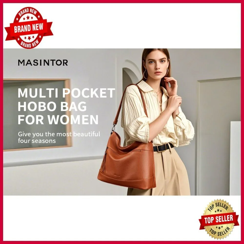 Convertible Hobo Crossbody Bag, PU Leather, 2-in-1 Design, Medium Size
